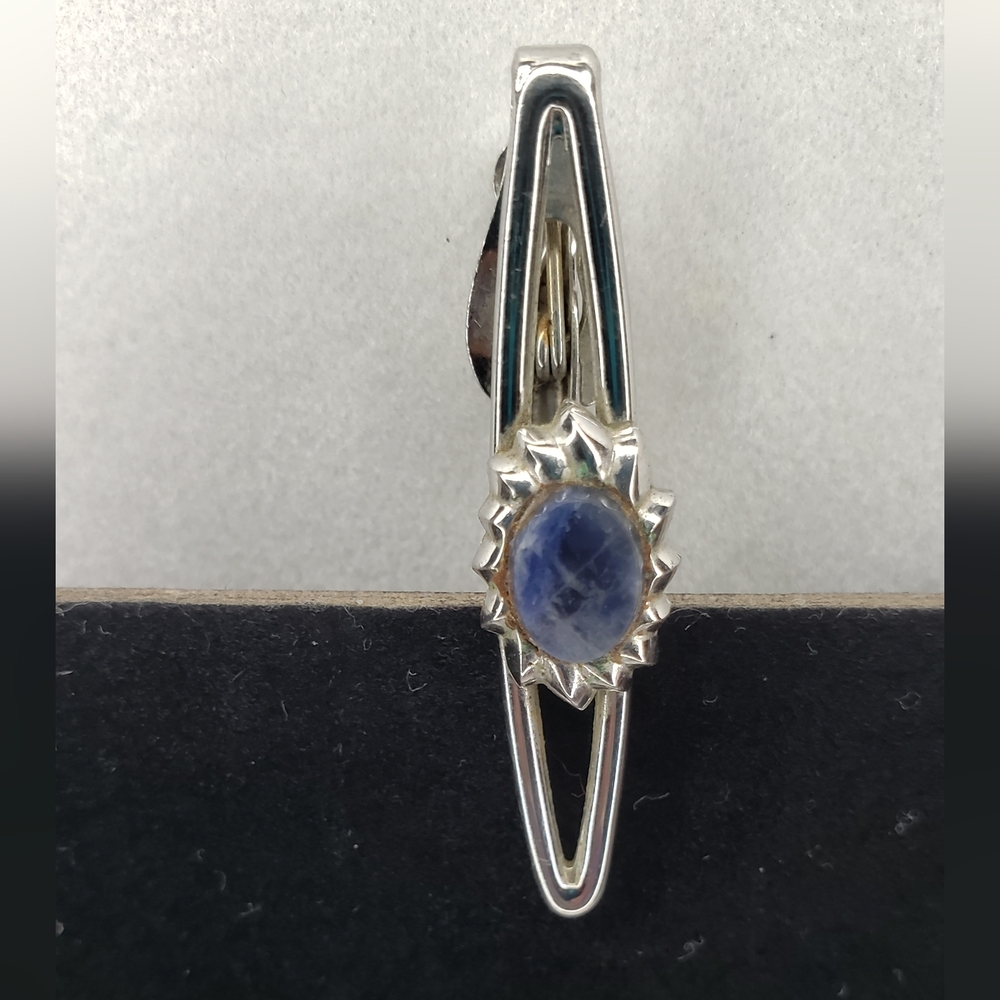 Tie Tack Vintage Antique Lapis Lazuli Silver Blue